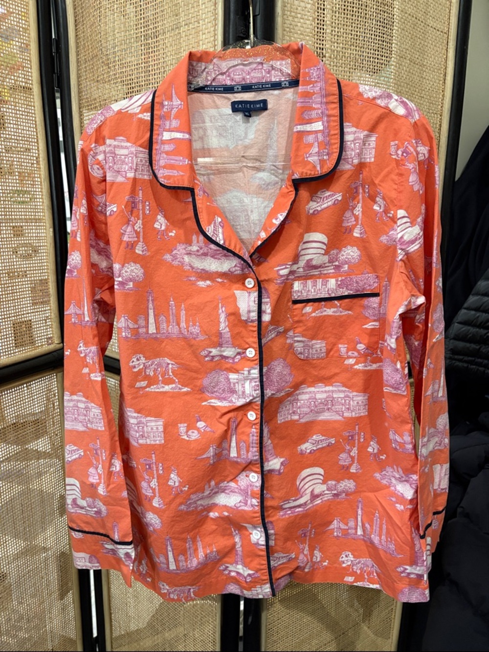 🪸 KATIE KIME NYC Coral Graphic Printed Button-Up Pajama Top XL
